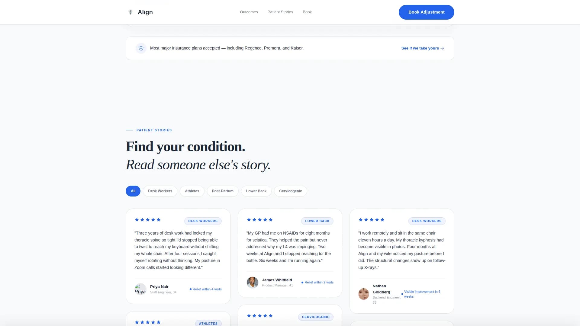 Chiropractic Patient Reviews & Testimonials Website Template