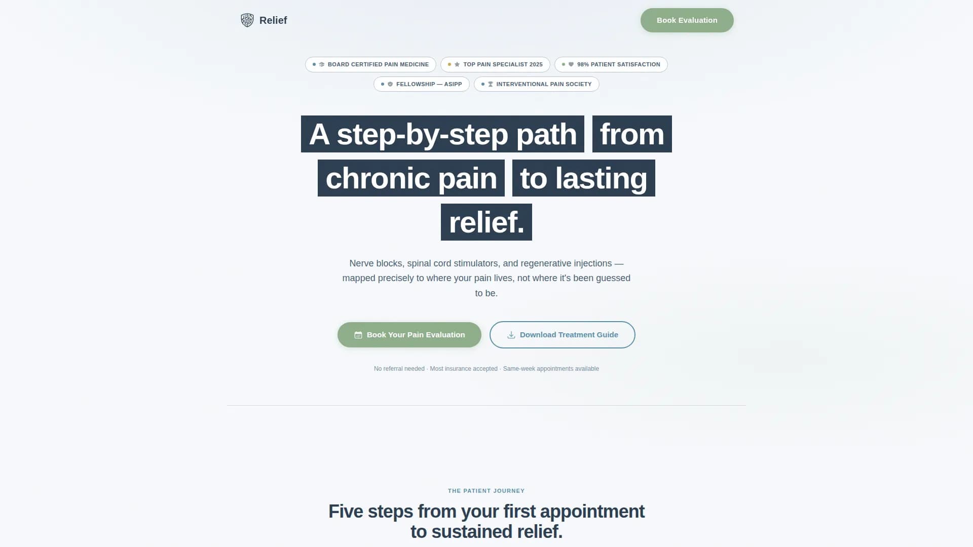 Pain Management Booking Website Template