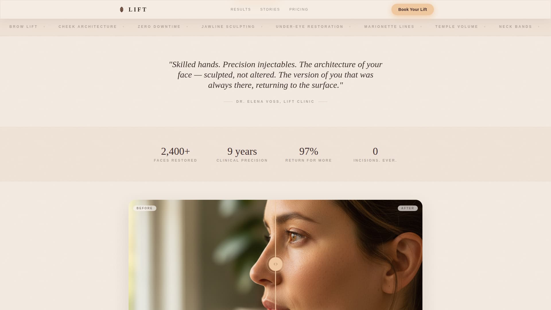 Lift - Transformative Facelift Landing Page Template