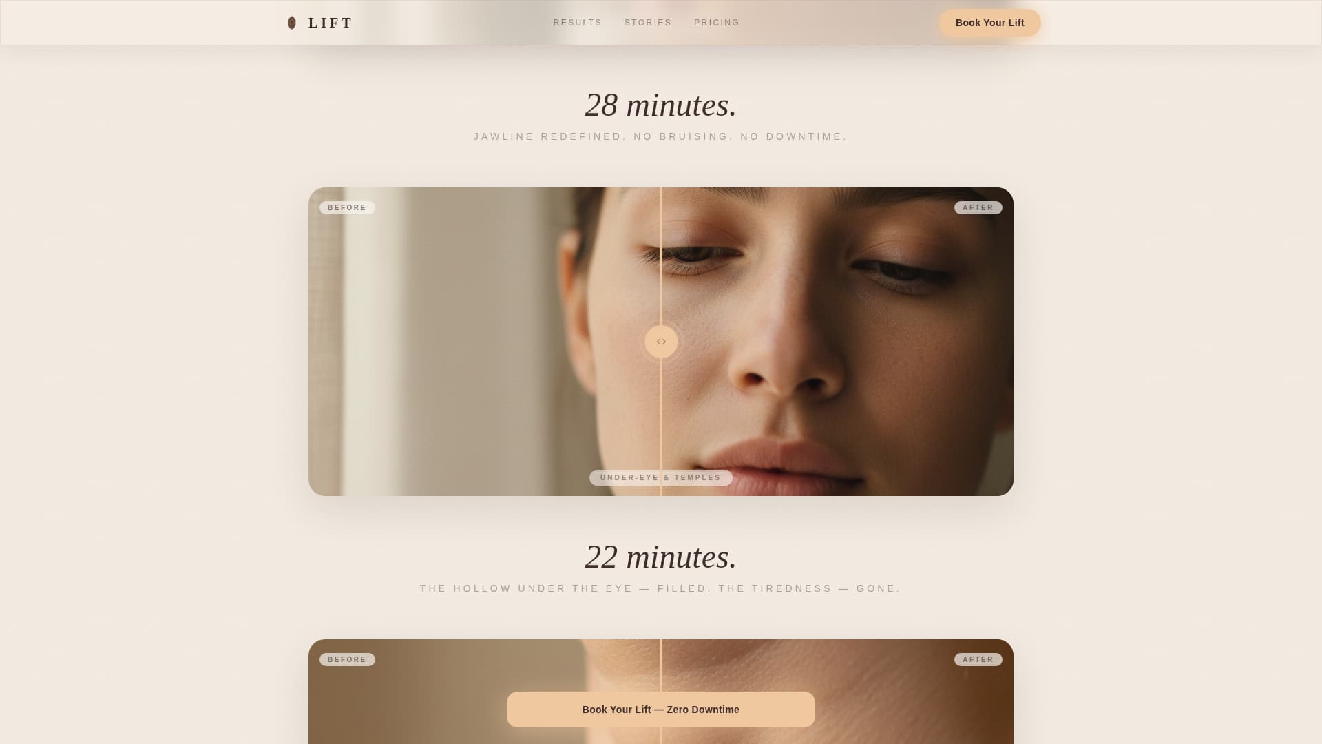 Lift - Transformative Facelift Landing Page Template
