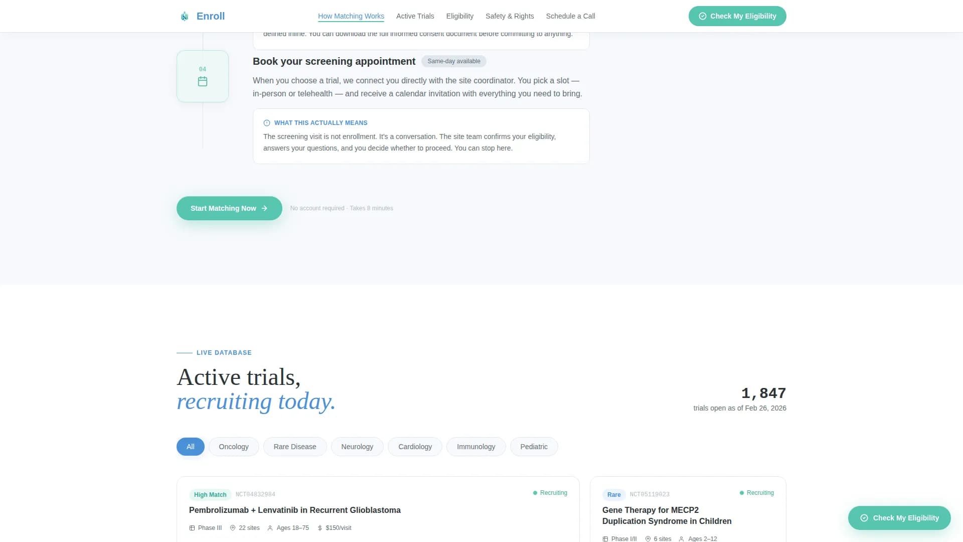 Enroll - Clinical Trials Landing page Template