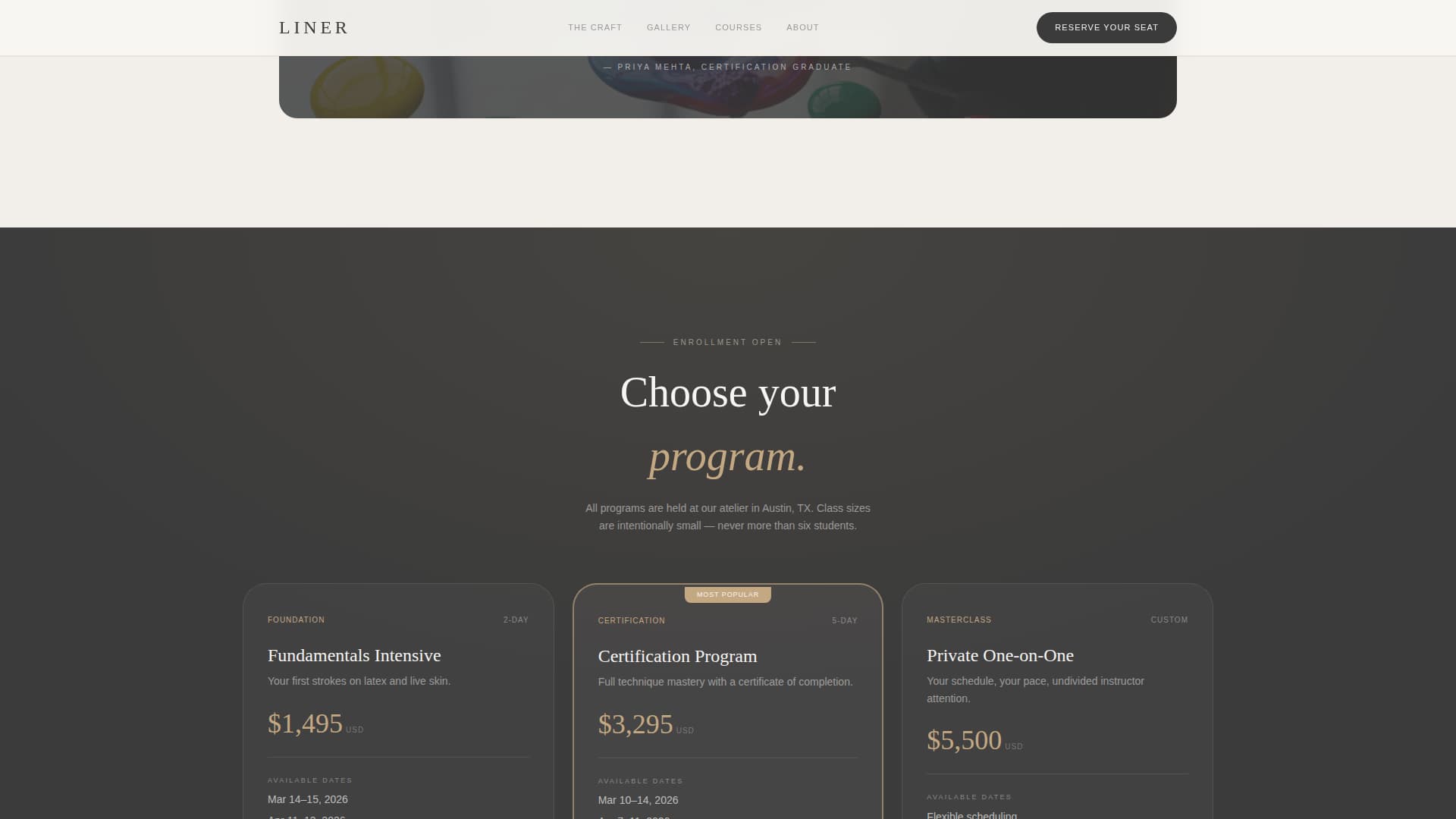 Liner - Precision PMU Landing Page Template