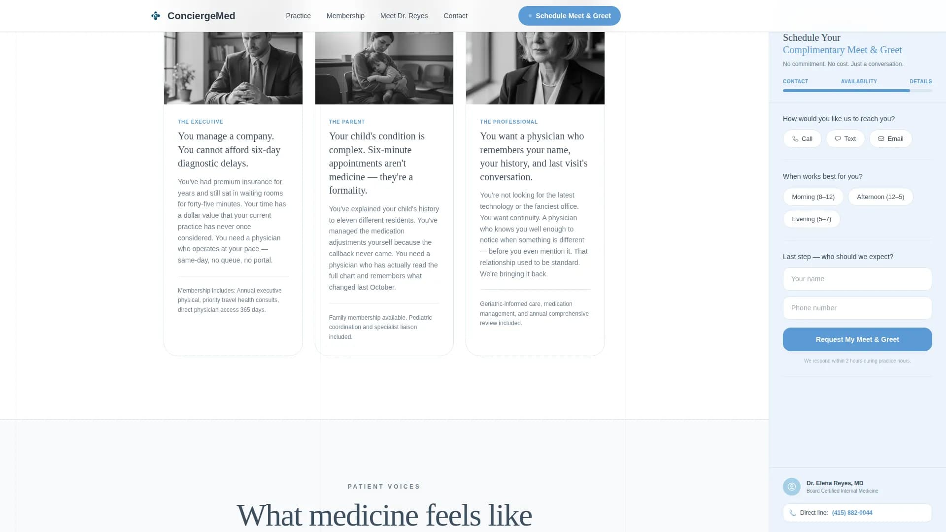 Concierge Medicine Practice Website Template for Direct-Pay Patients
