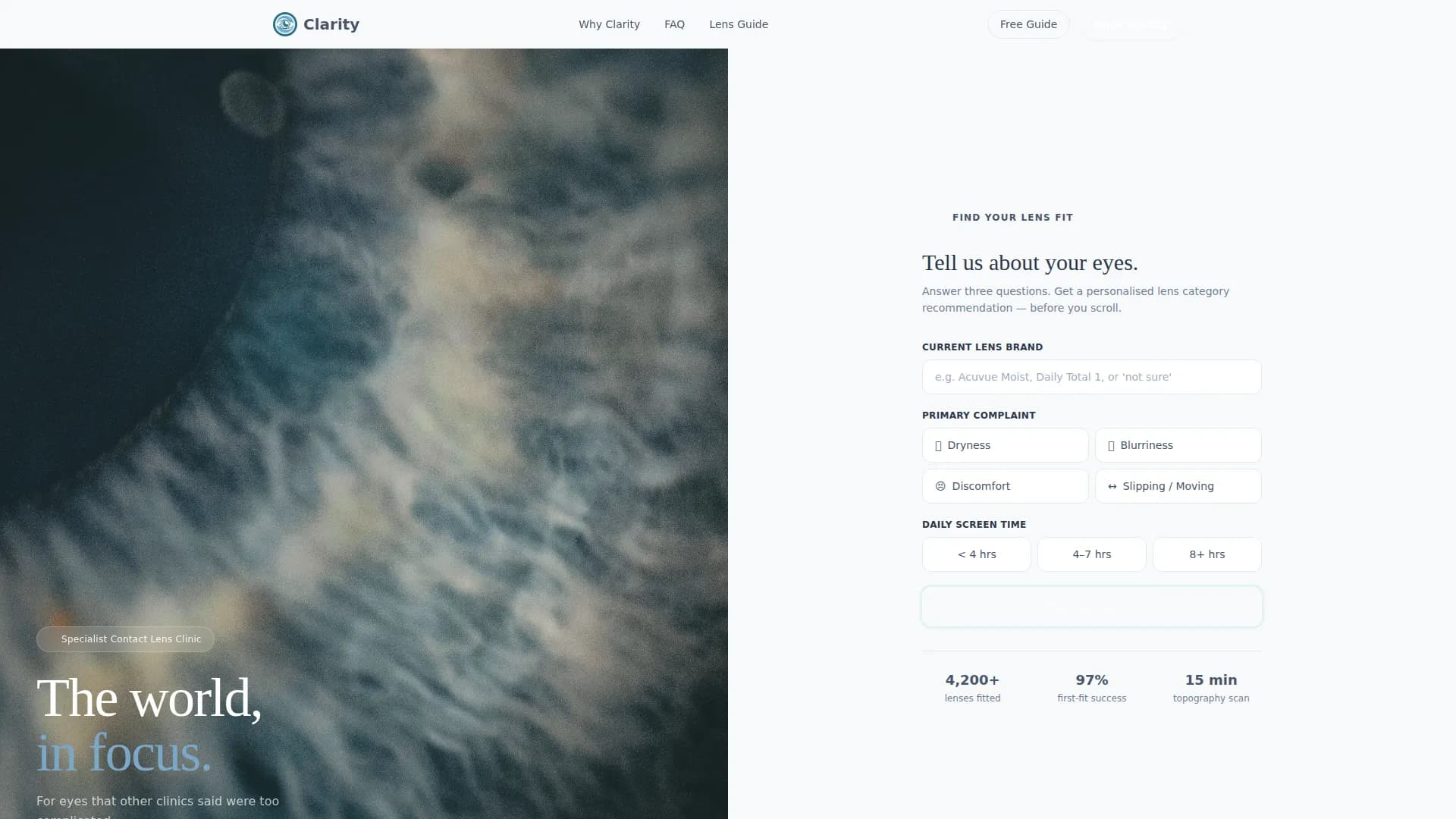 Clarity - Contact Lens Landing page Template