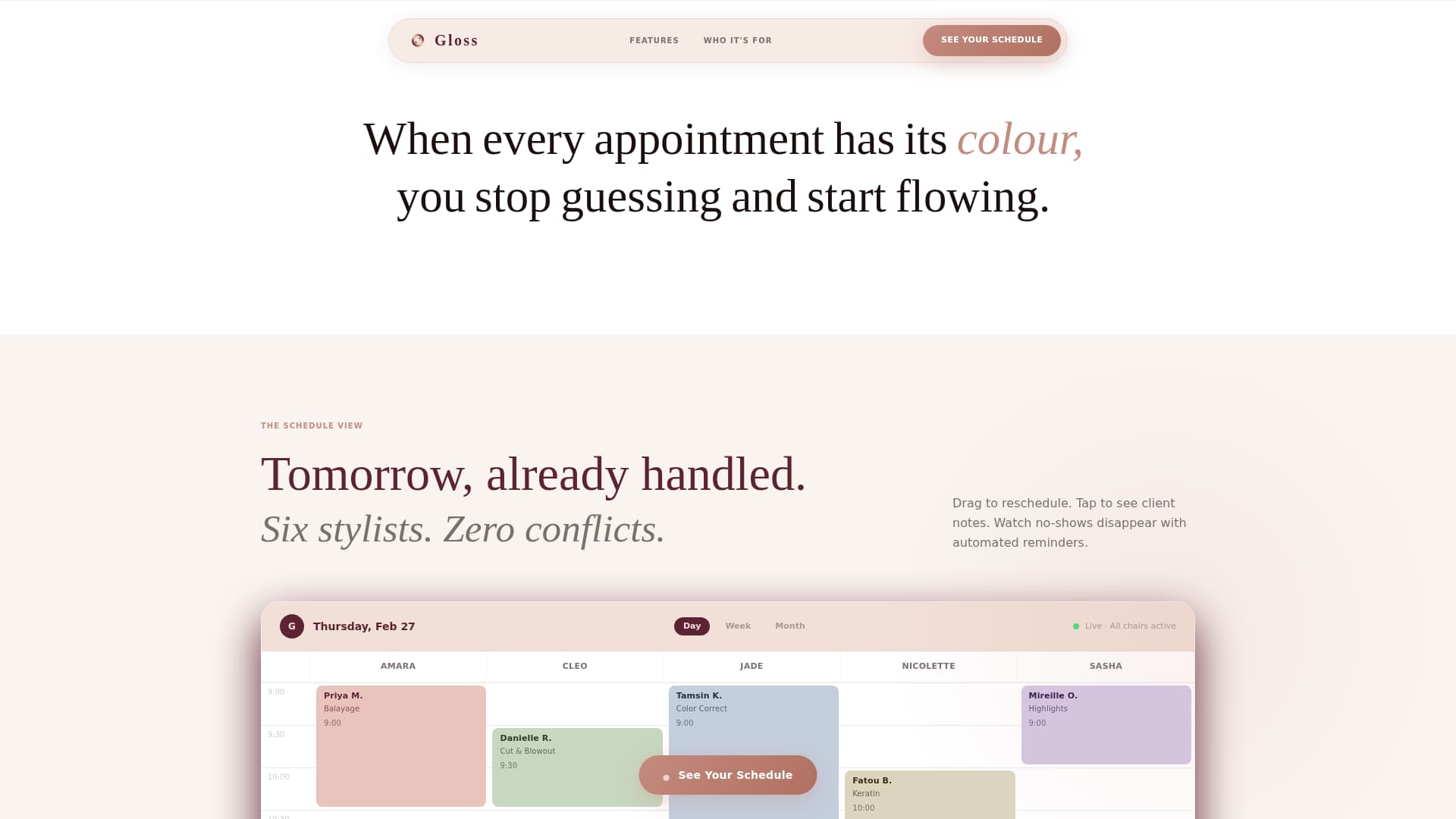 Gloss - Elegant Salon Landing Page Template