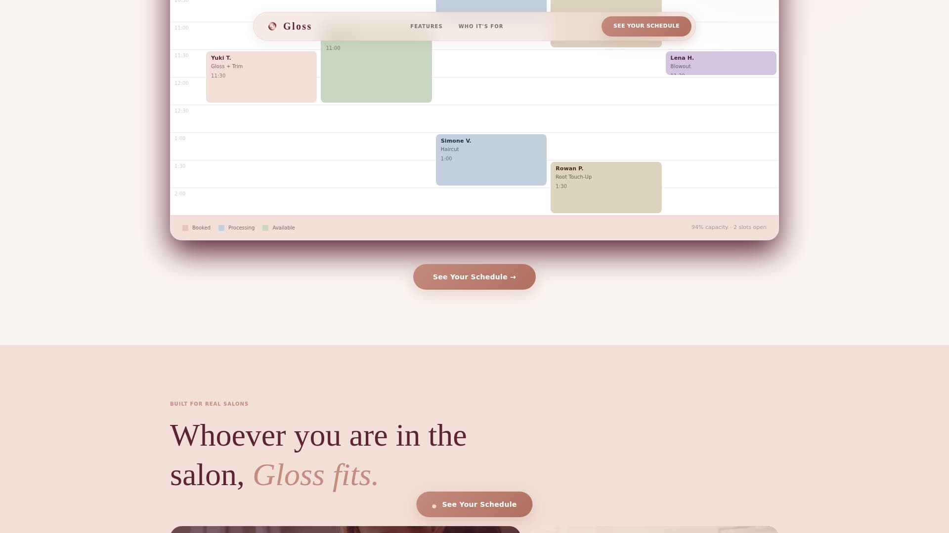 Gloss - Elegant Salon Landing Page Template