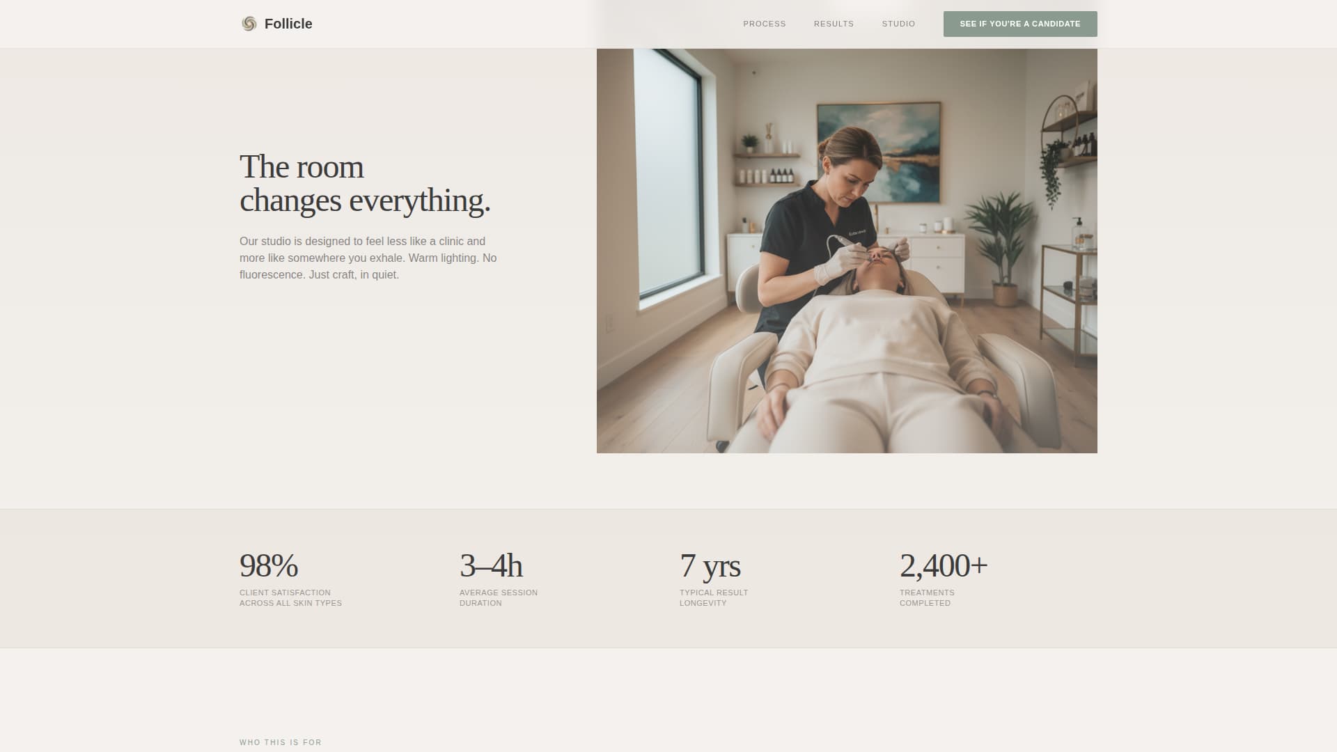 Follicle - Cinematic Scalpmicropigmentation Landing Page Template