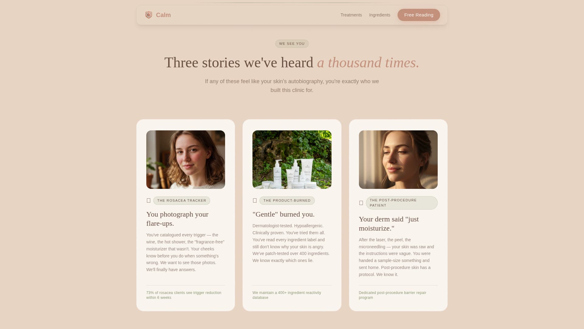 Calm - Soothing Skincare Landing Page Template