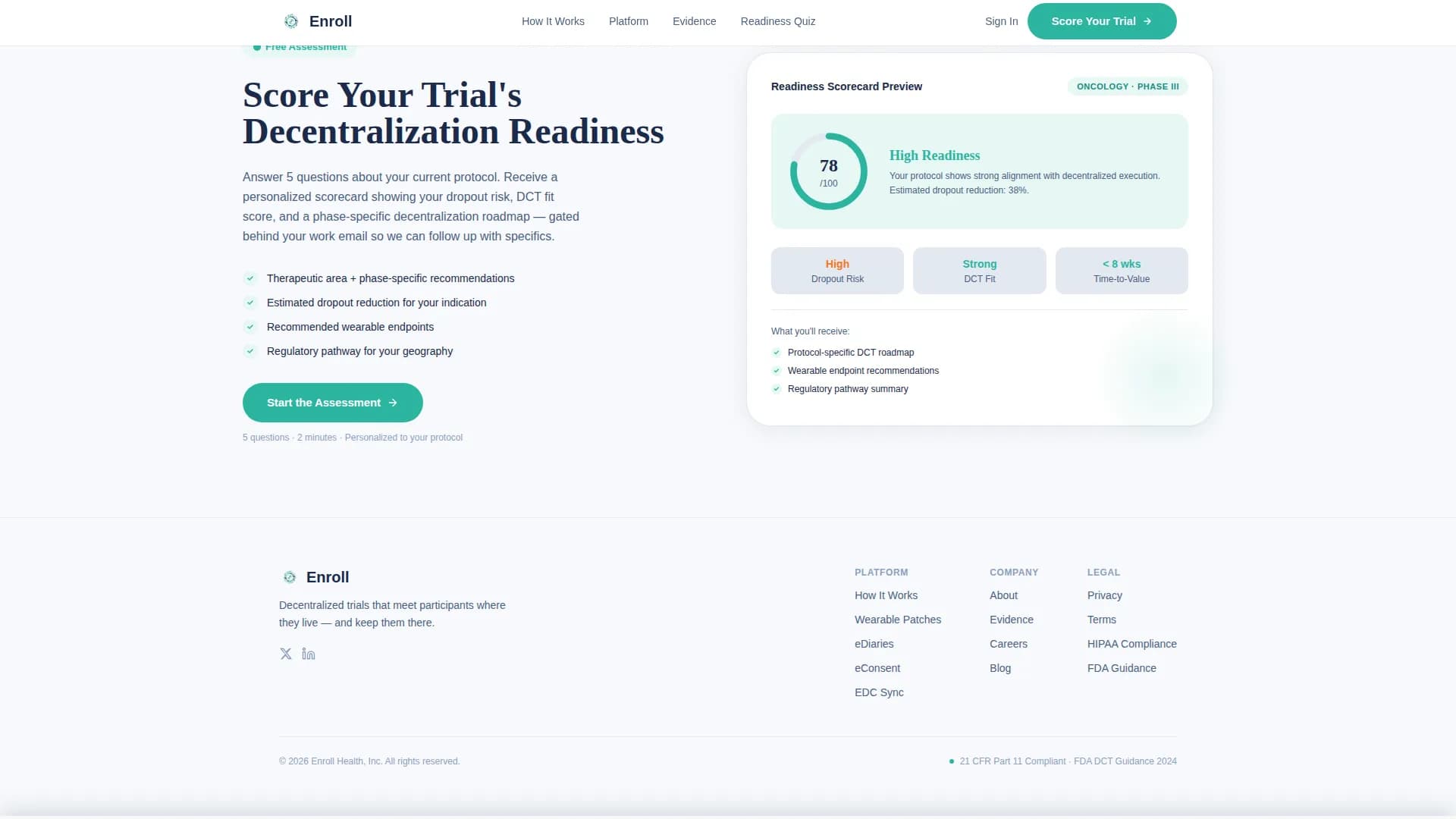 Enroll - Clinical Trial Platform Landing page Template