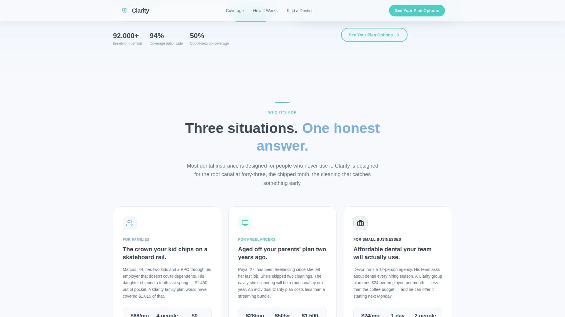 Clarity - Dental Insurance Landing page Template