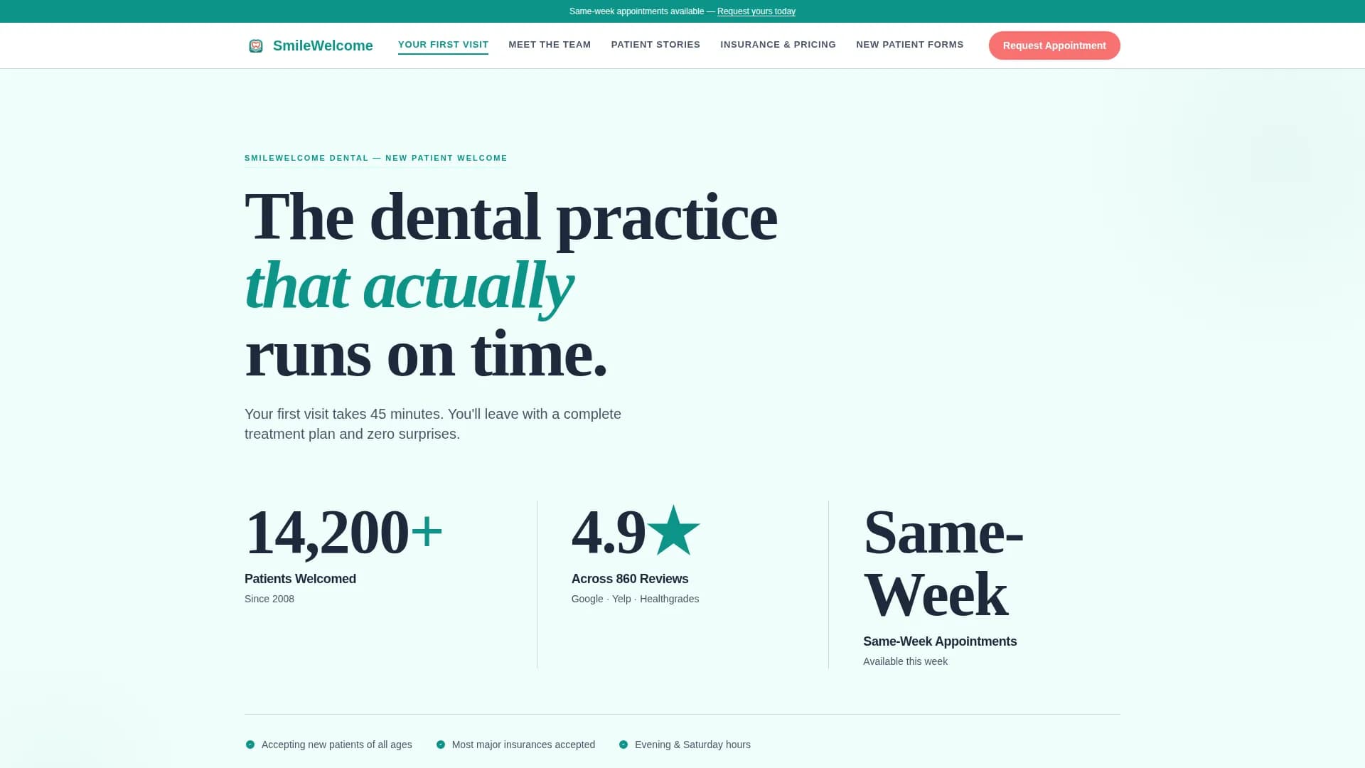 Dental Practice Trust & Anxiety Conversion Website Template