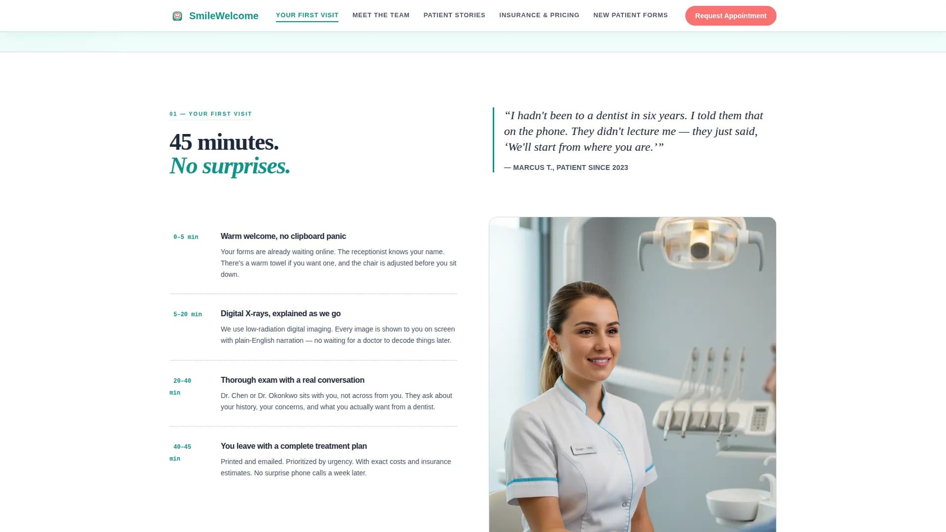 Dental Practice Trust & Anxiety Conversion Website Template