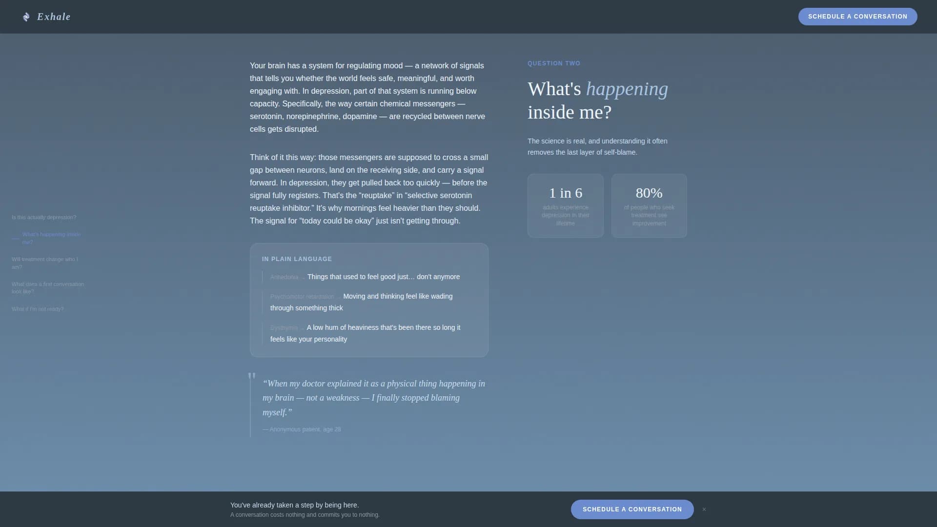 Exhale - Patient Education Landing page Template