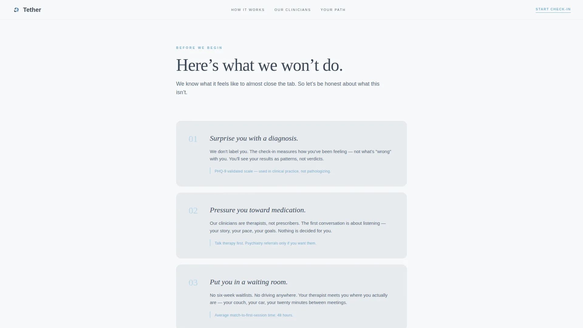 Tether - Telehealth Services Landing Page Template