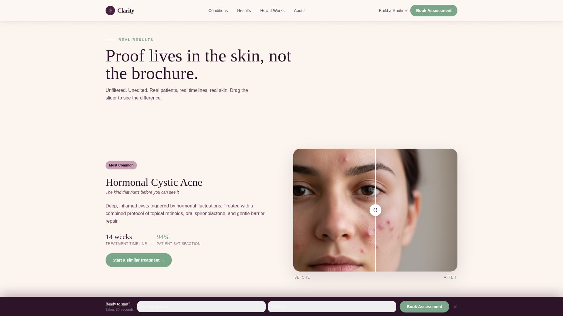 Clarity - Transformative Dermatology Landing Page Template