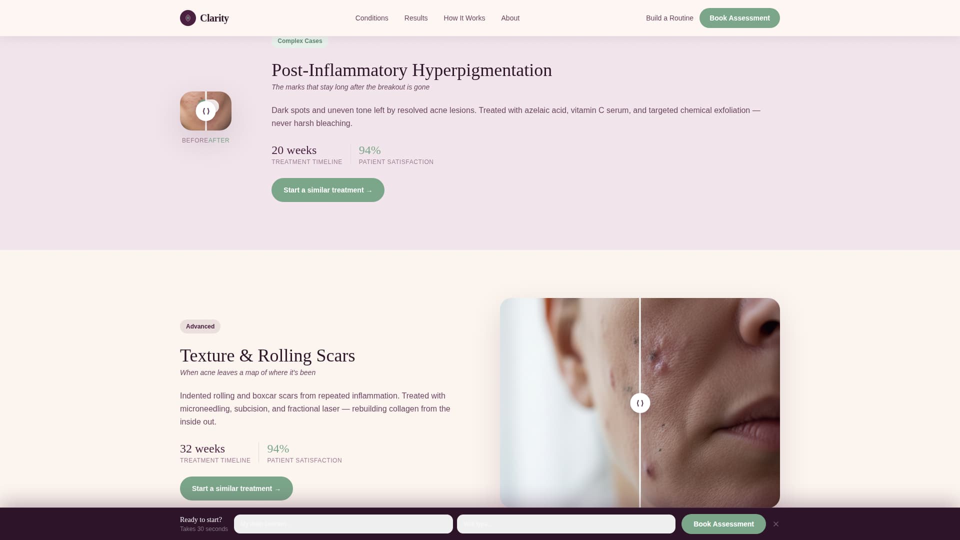 Clarity - Transformative Dermatology Landing Page Template