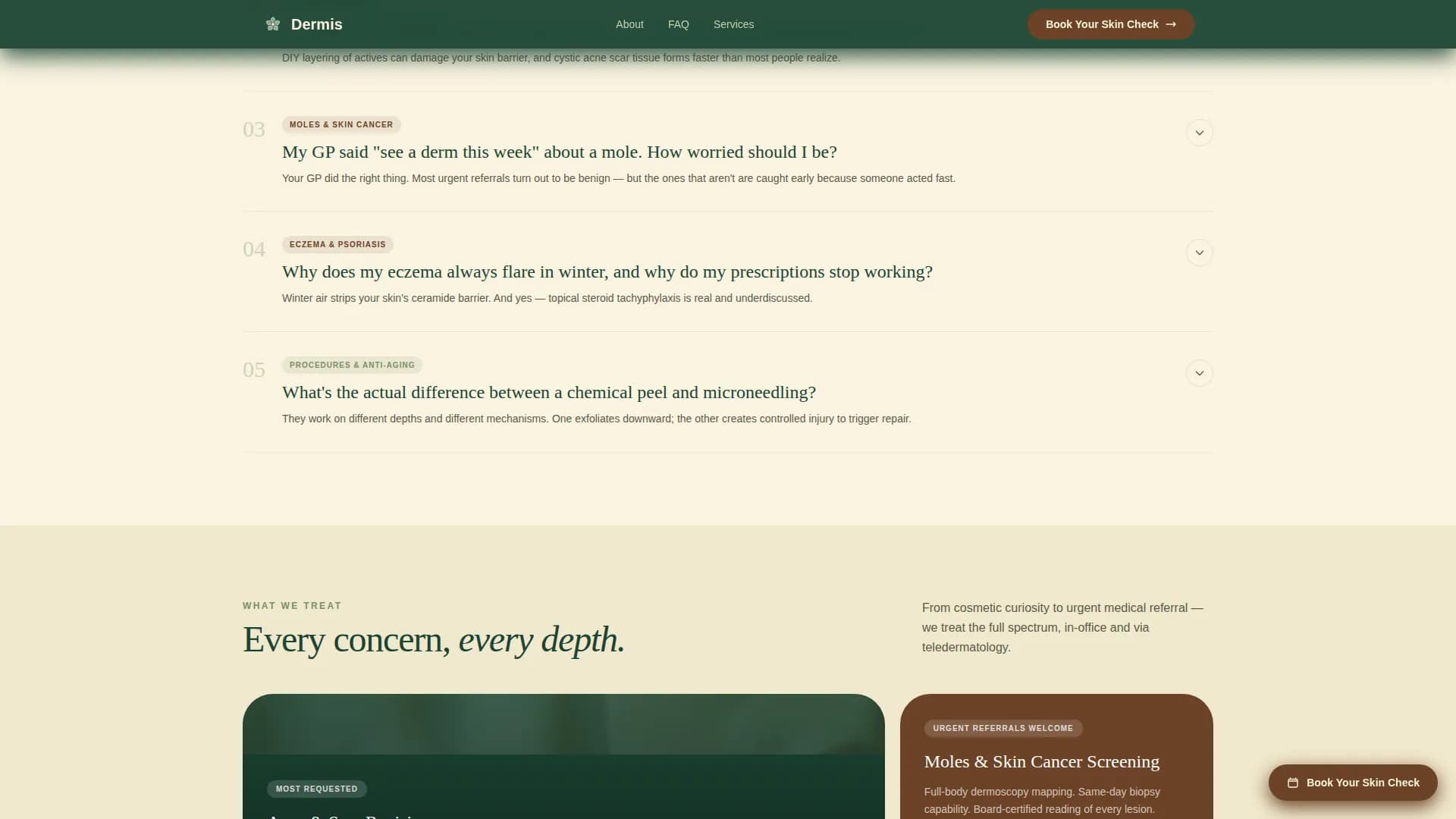 Dermis - Appointment Booking Landing Page Template