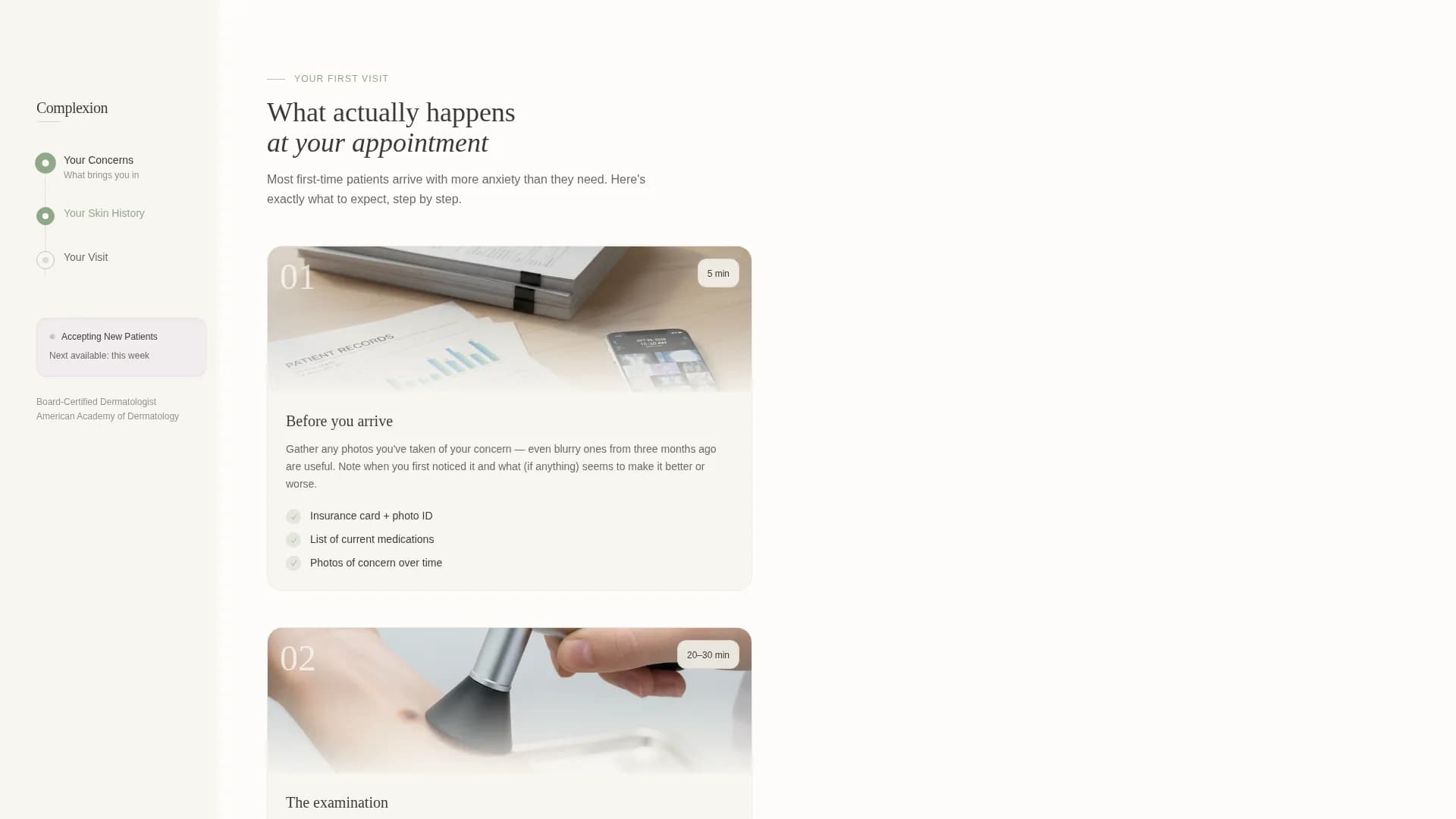Complexion - New Patient Landing Page Template