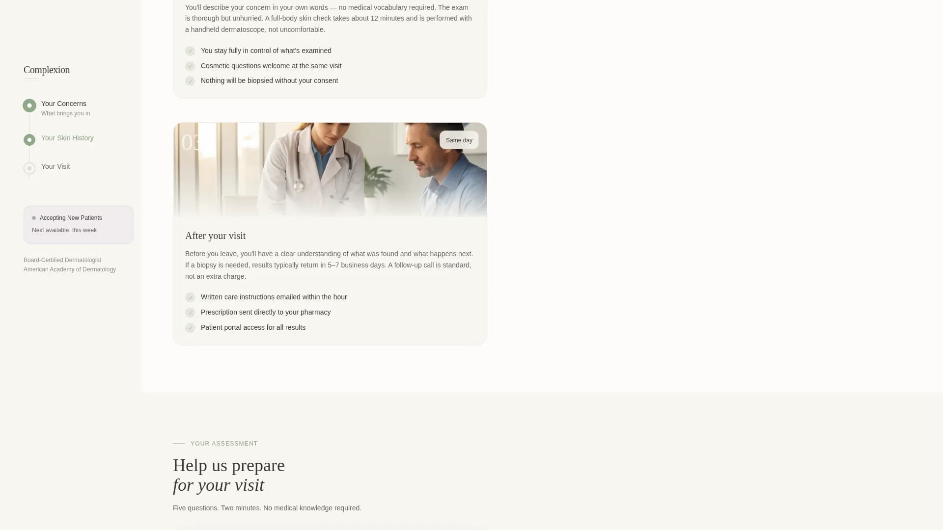 Complexion - New Patient Landing Page Template