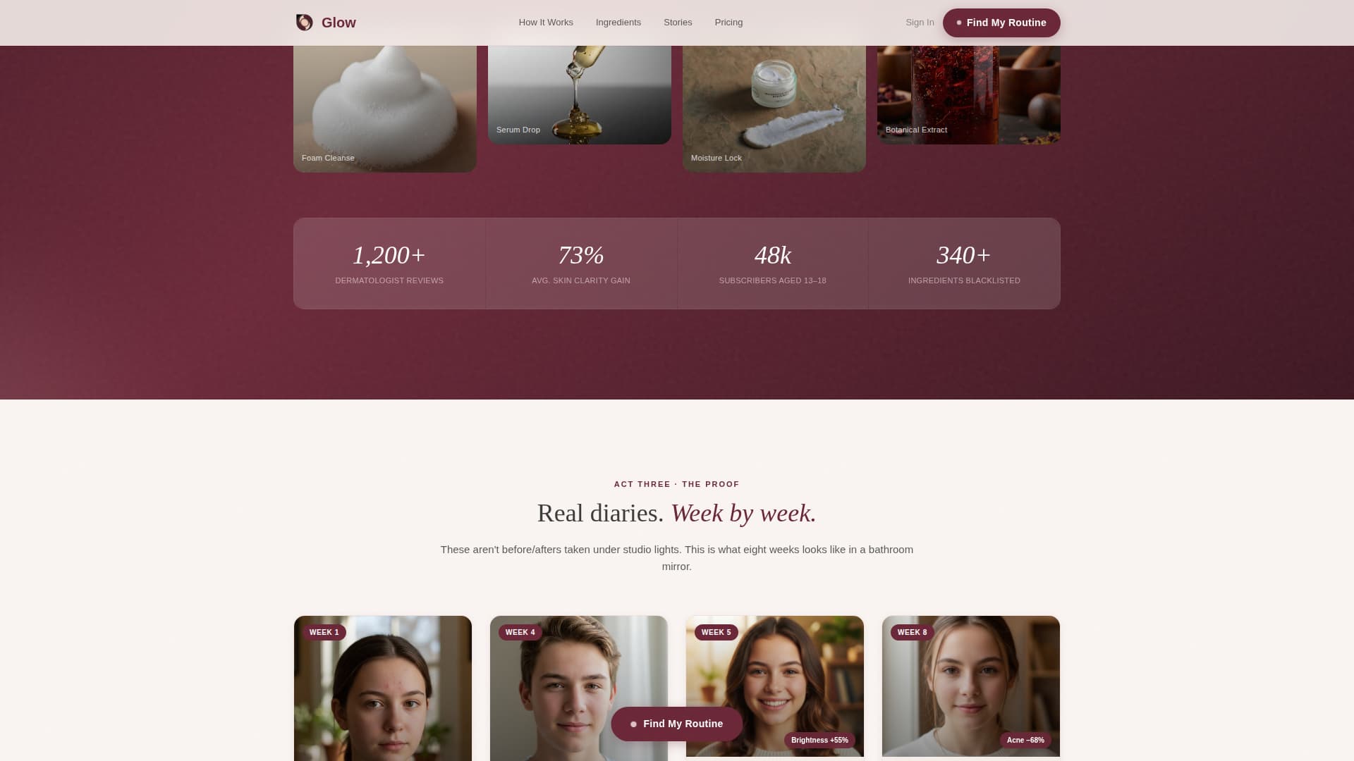 Glow - Radiant Teenskin Landing Page Template