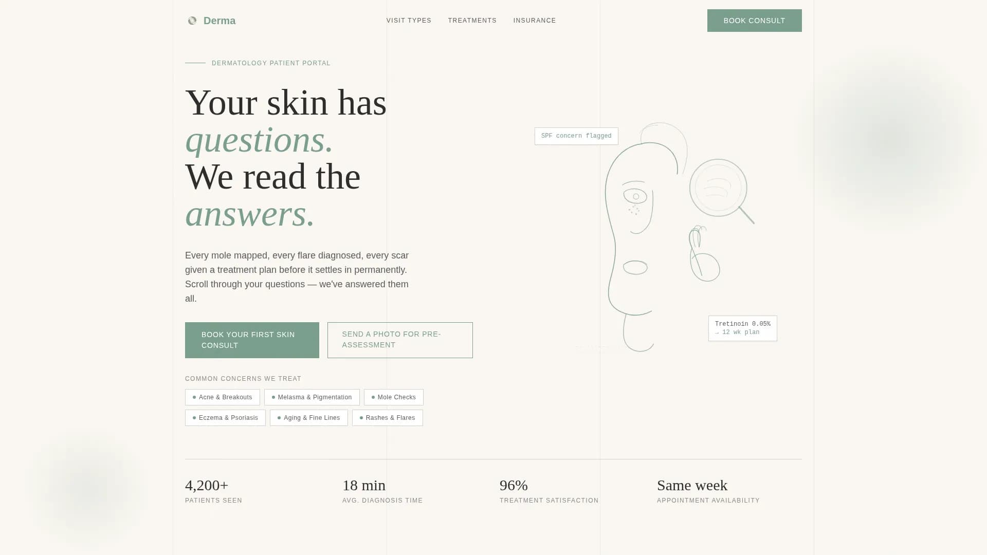Dermis - Patient Portal Landing Page Template