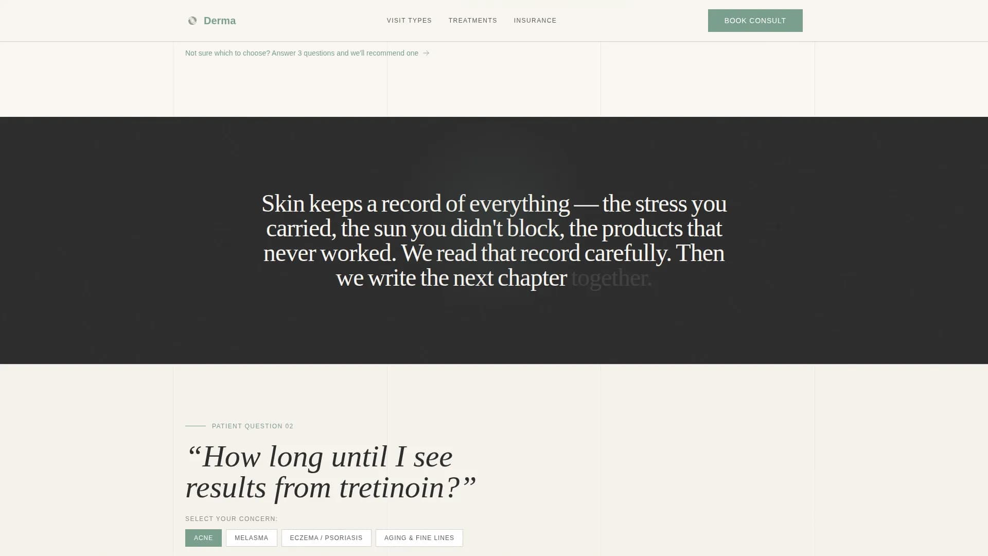 Dermis - Patient Portal Landing Page Template