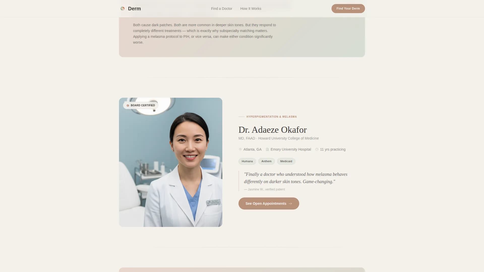 Dermis - Provider Directory Landing Page Template