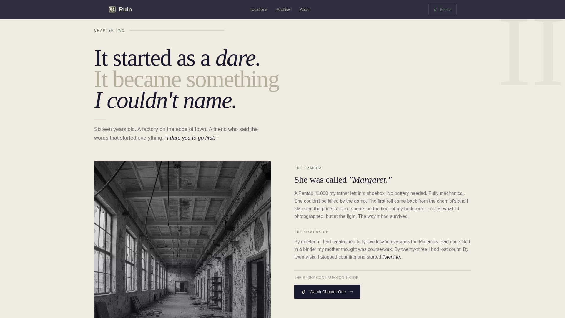Ruin - Haunting Photography Landing Page Template