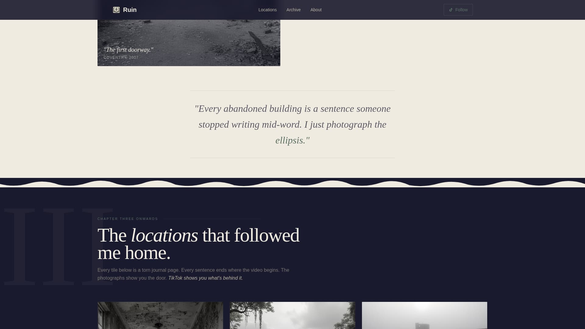 Ruin - Haunting Photography Landing Page Template