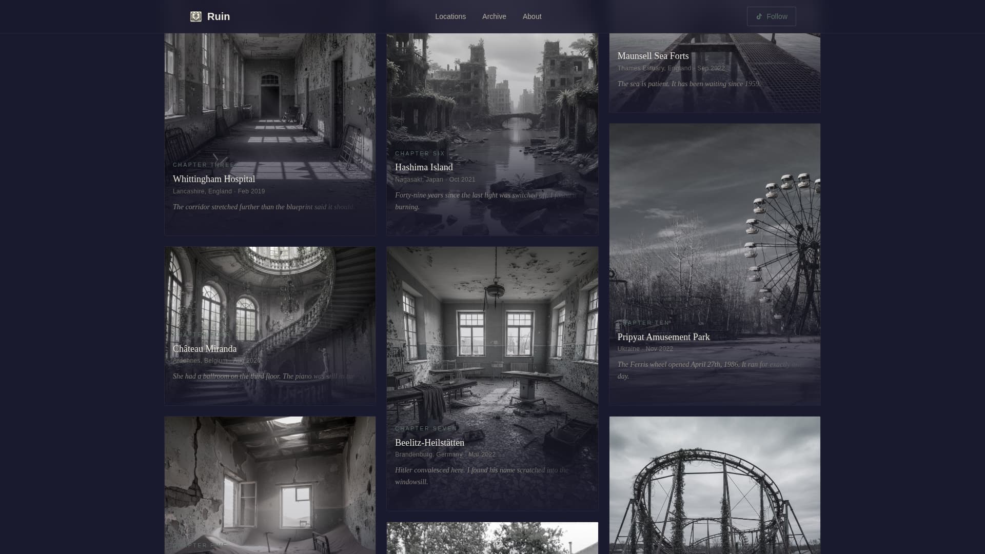 Ruin - Haunting Photography Landing Page Template