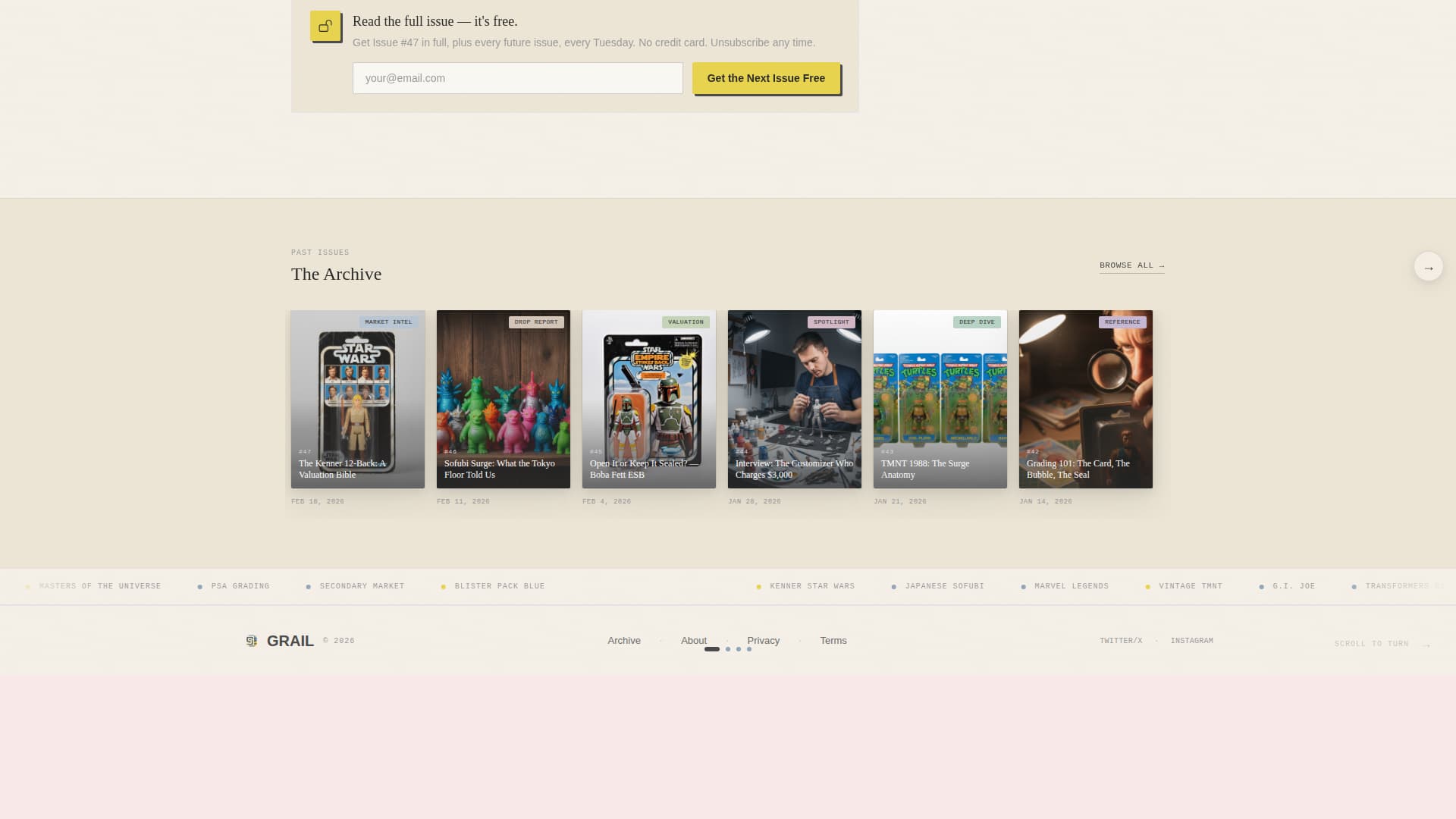 Grail - Vintage Collectibles Landing Page Template