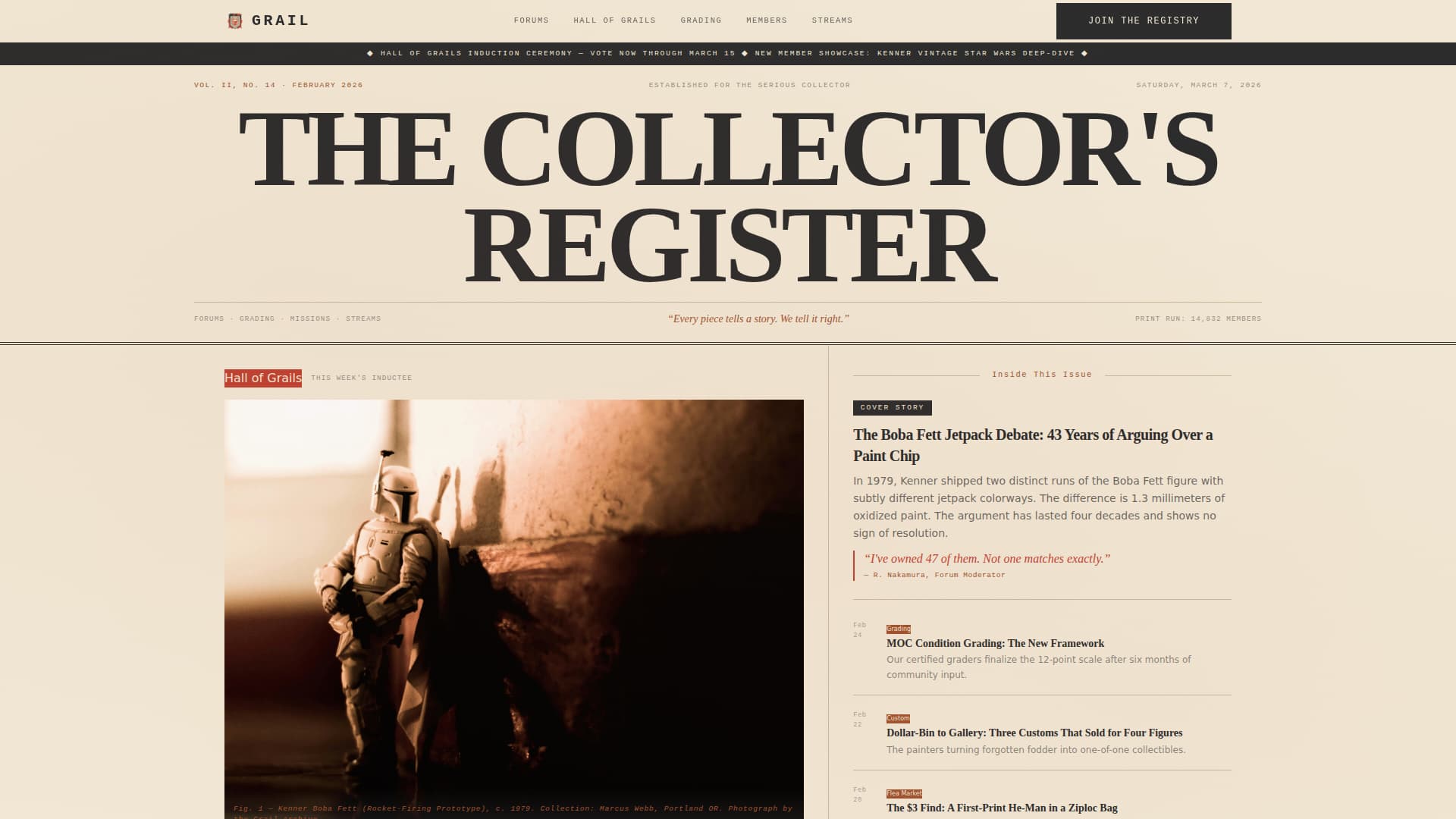 Grail - Editorial Collector Landing Page Template
