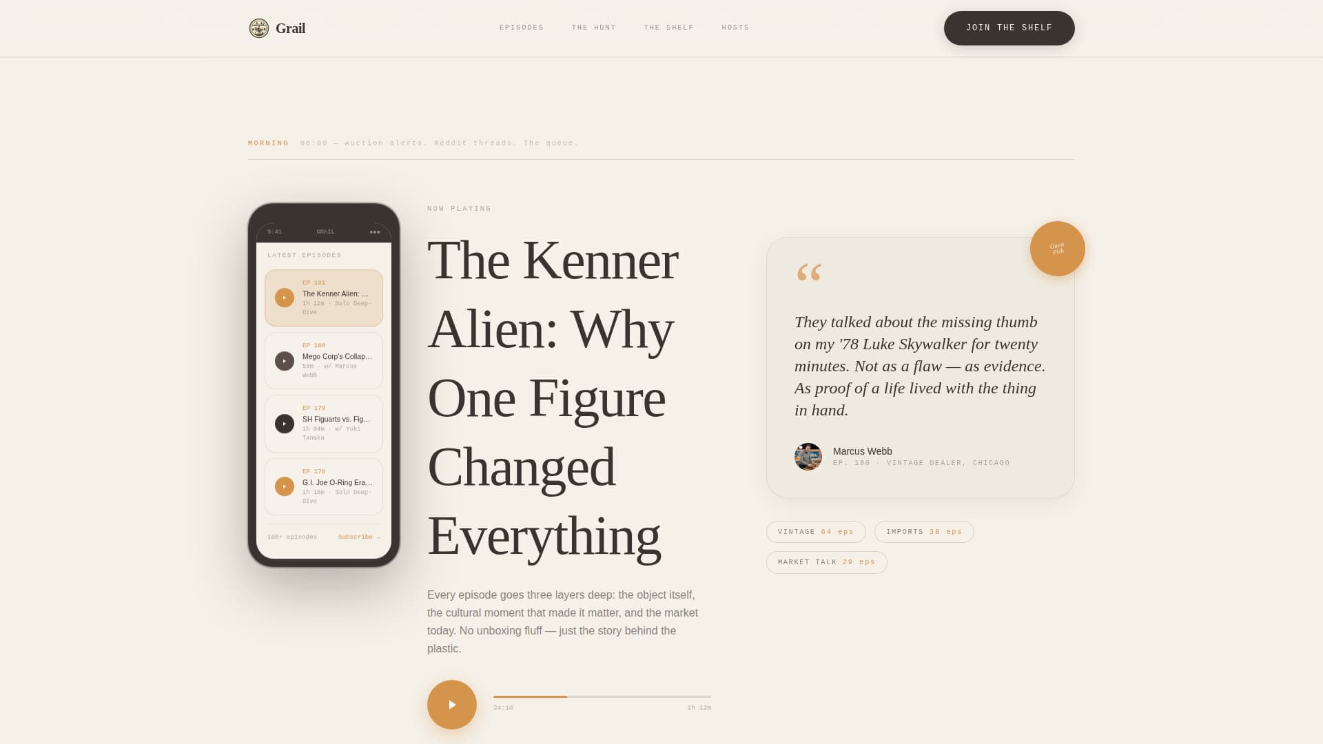 Grail - Nostalgic Podcast Landing Page Template