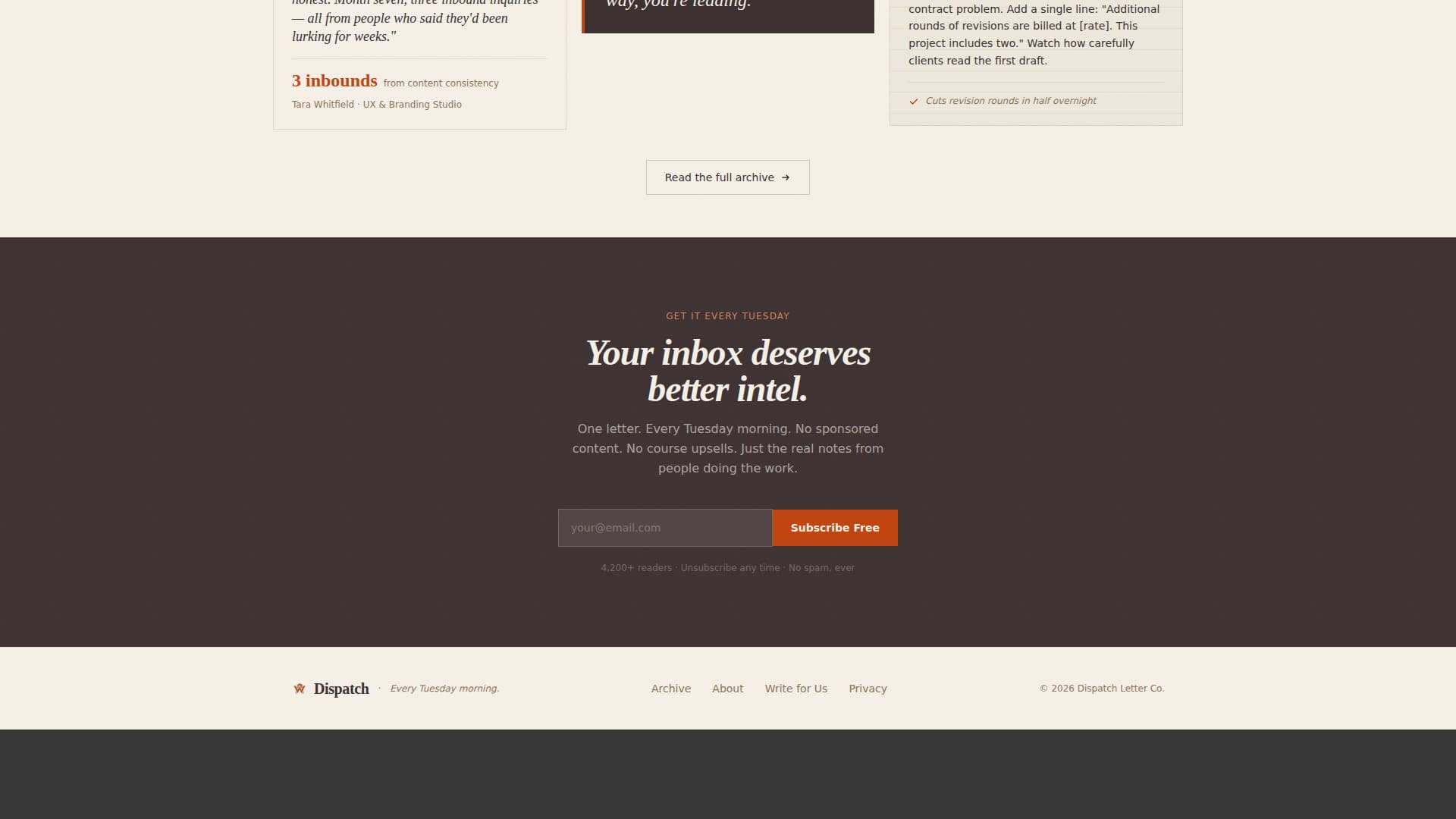 Dispatch - Compelling Freelance Landing Page Template