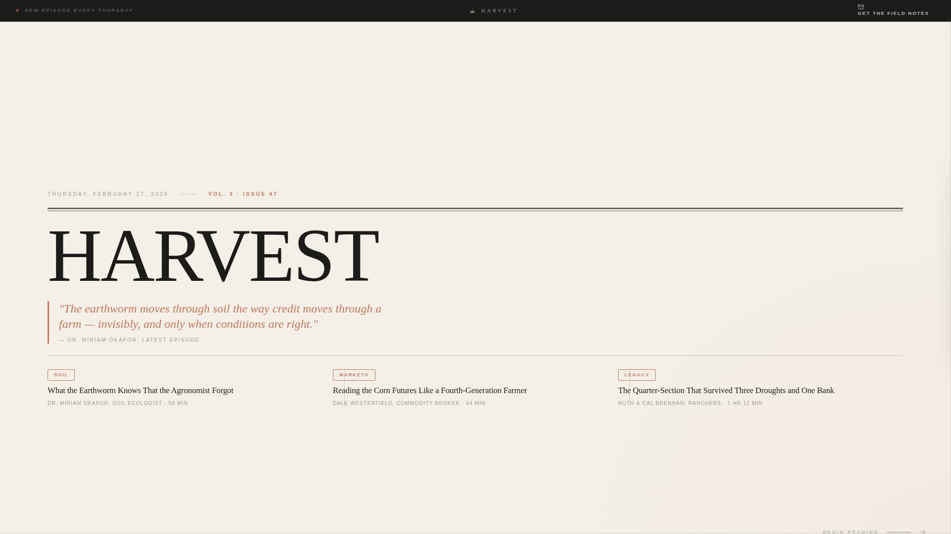 Harvest - Editorial Agriculture Landing Page Template