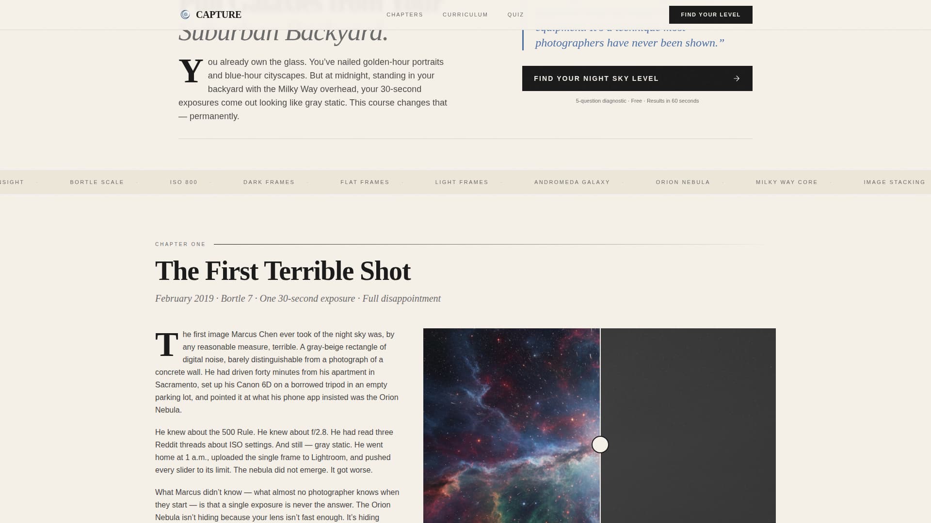 Capture - Editorial Astrophotography Landing Page Template