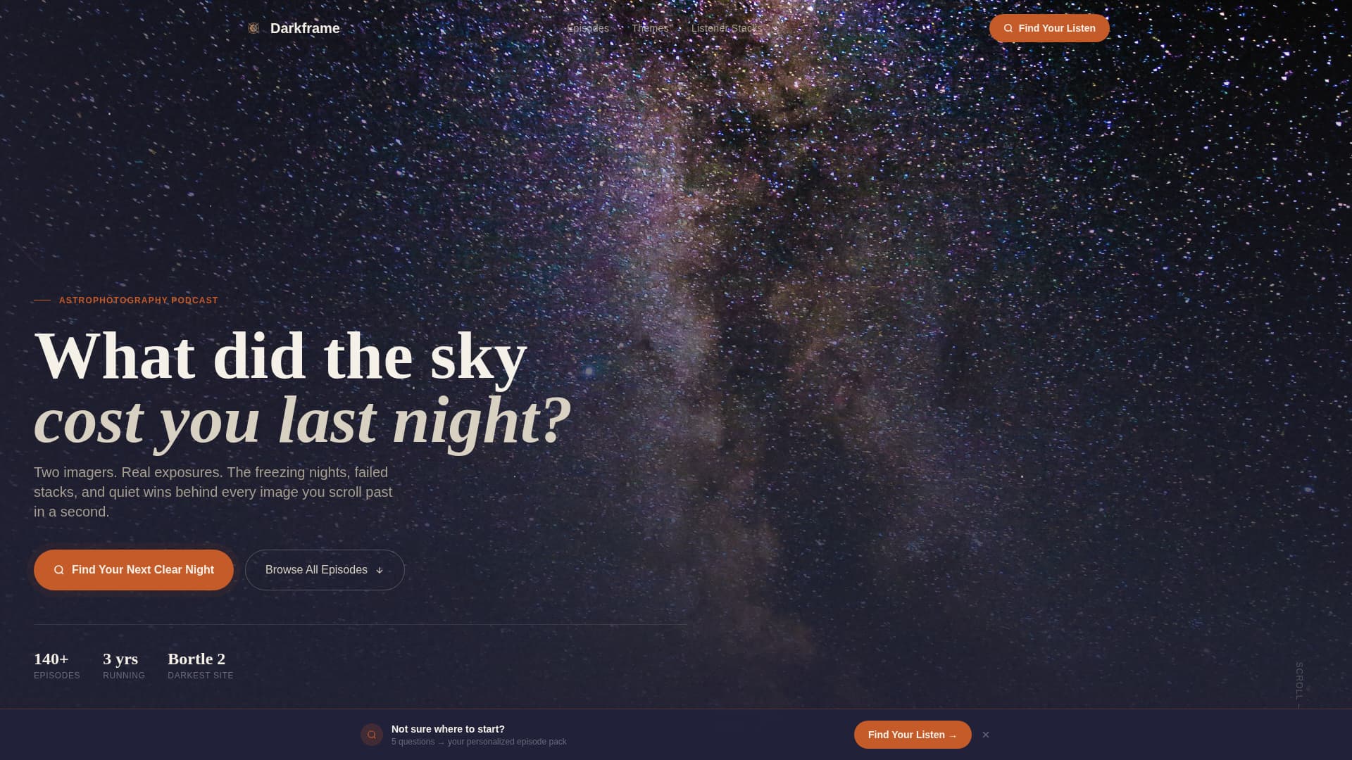 Darkframe - Immersive Astrophotography Landing Page Template