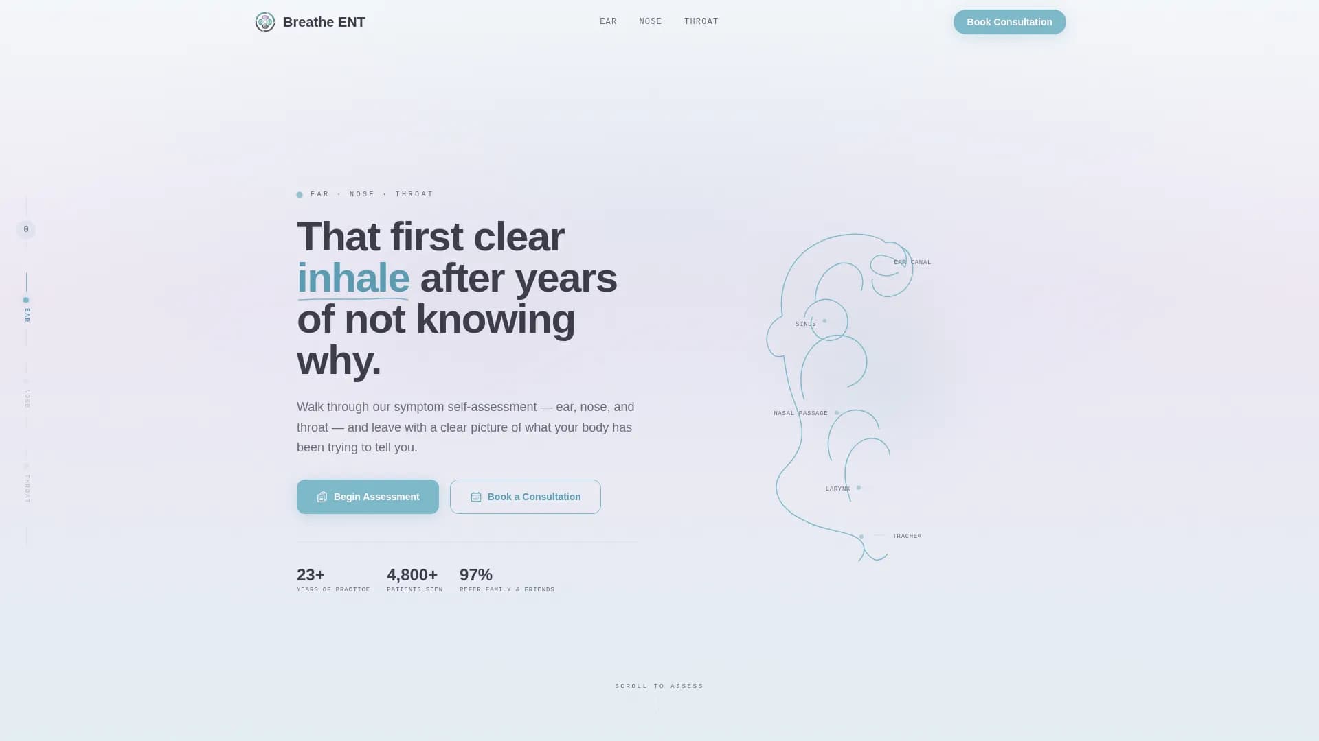 ENT Specialist Practice Website Template with Symptom Checklists