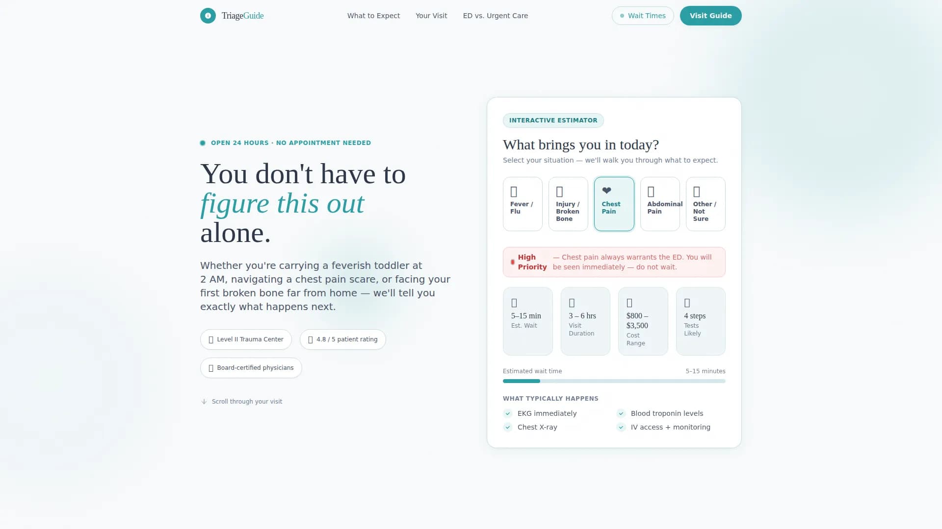 Emergency Physician Cost Calculator Website Template