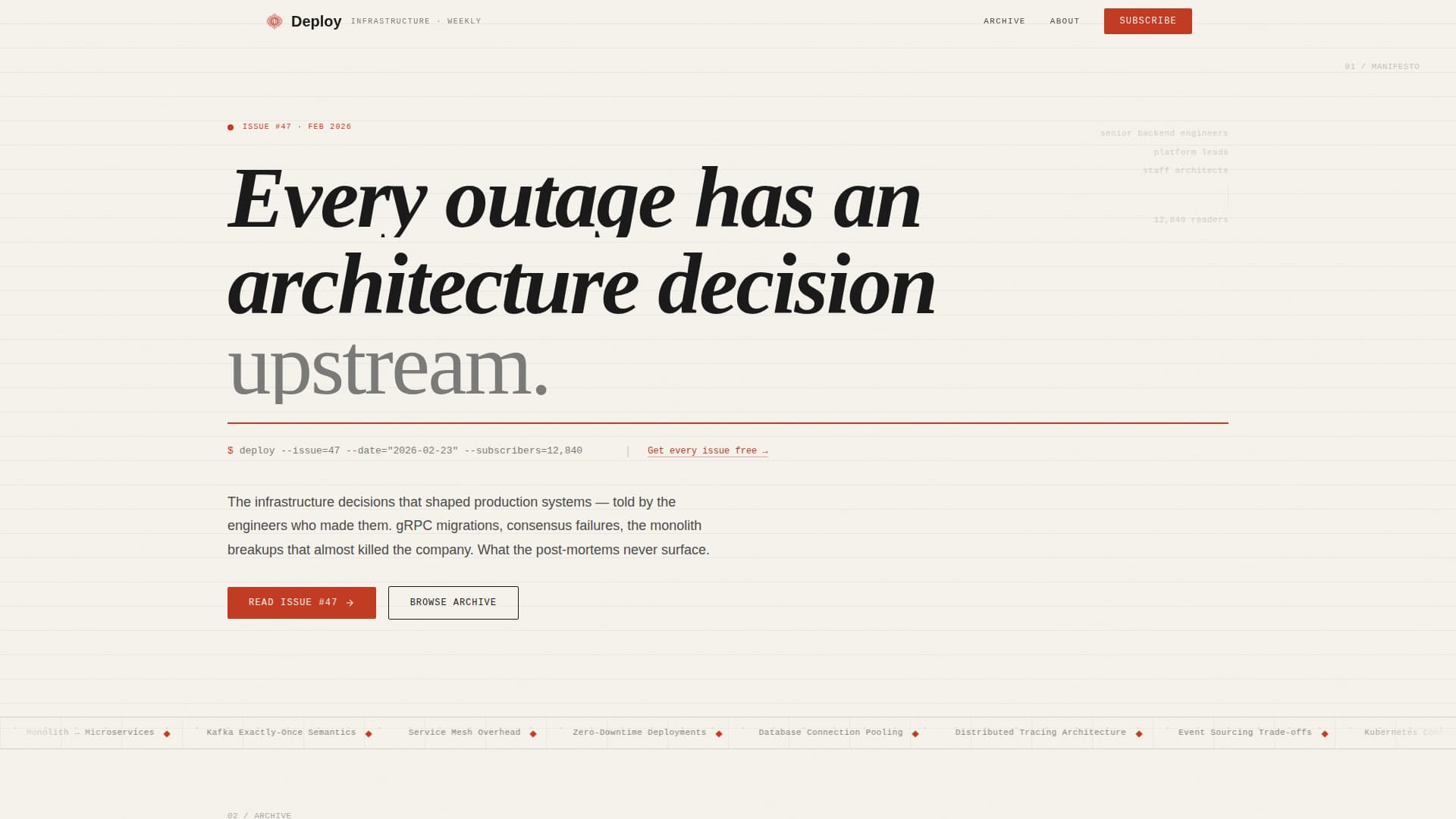 Backend Engineering Newsletter Specialist Blog Website Template