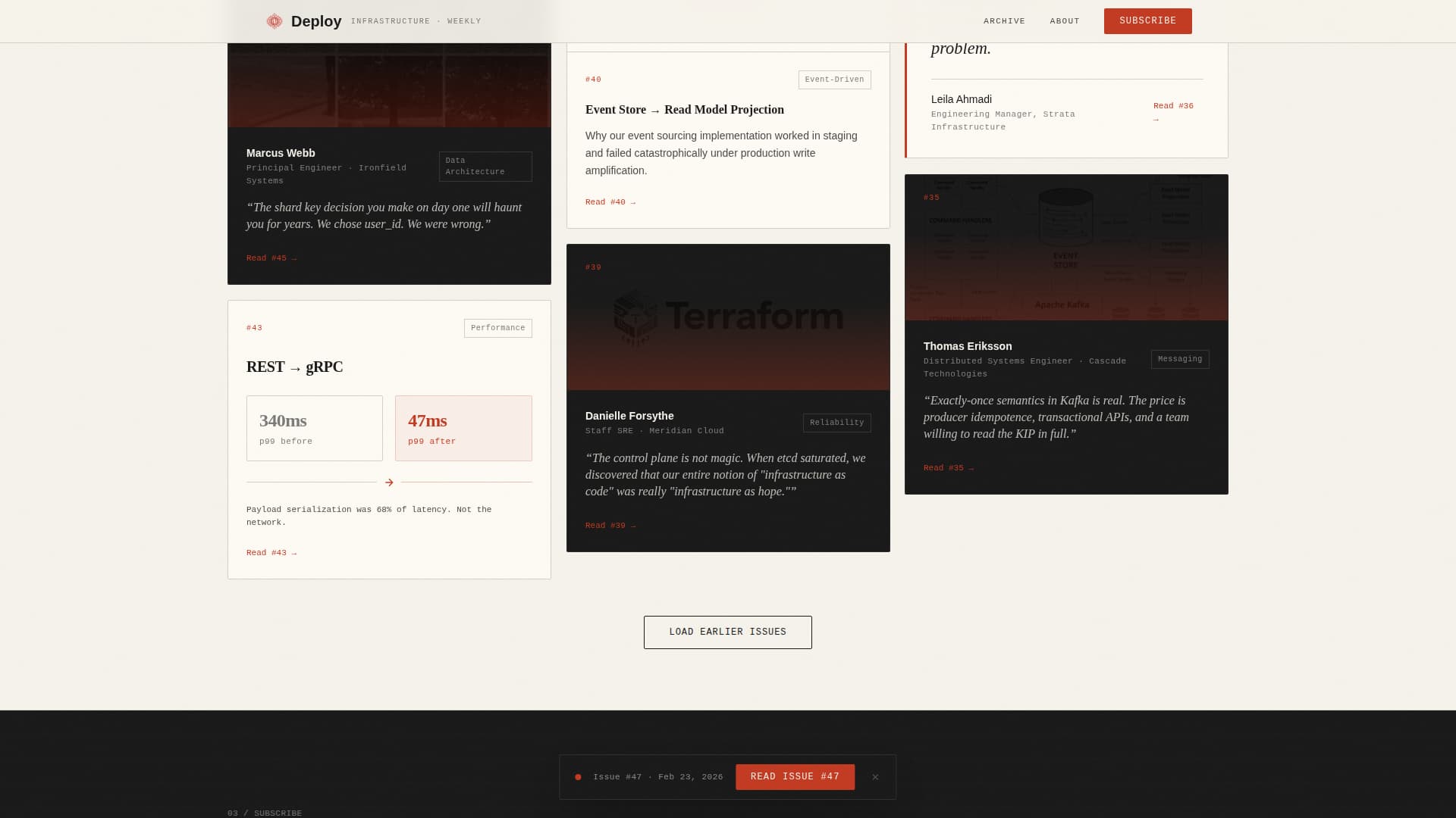 Backend Engineering Newsletter Specialist Blog Website Template