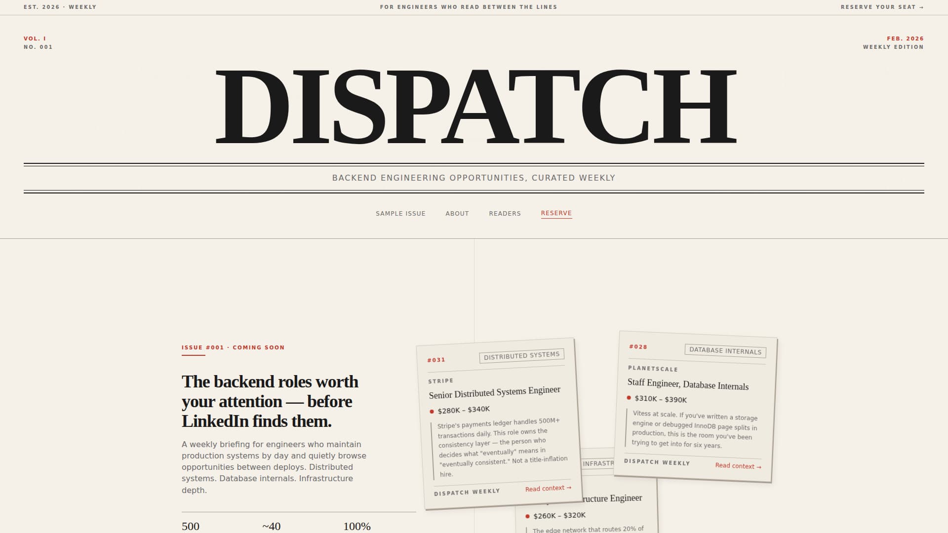 Backend Engineering Newsletter Booking Website Template