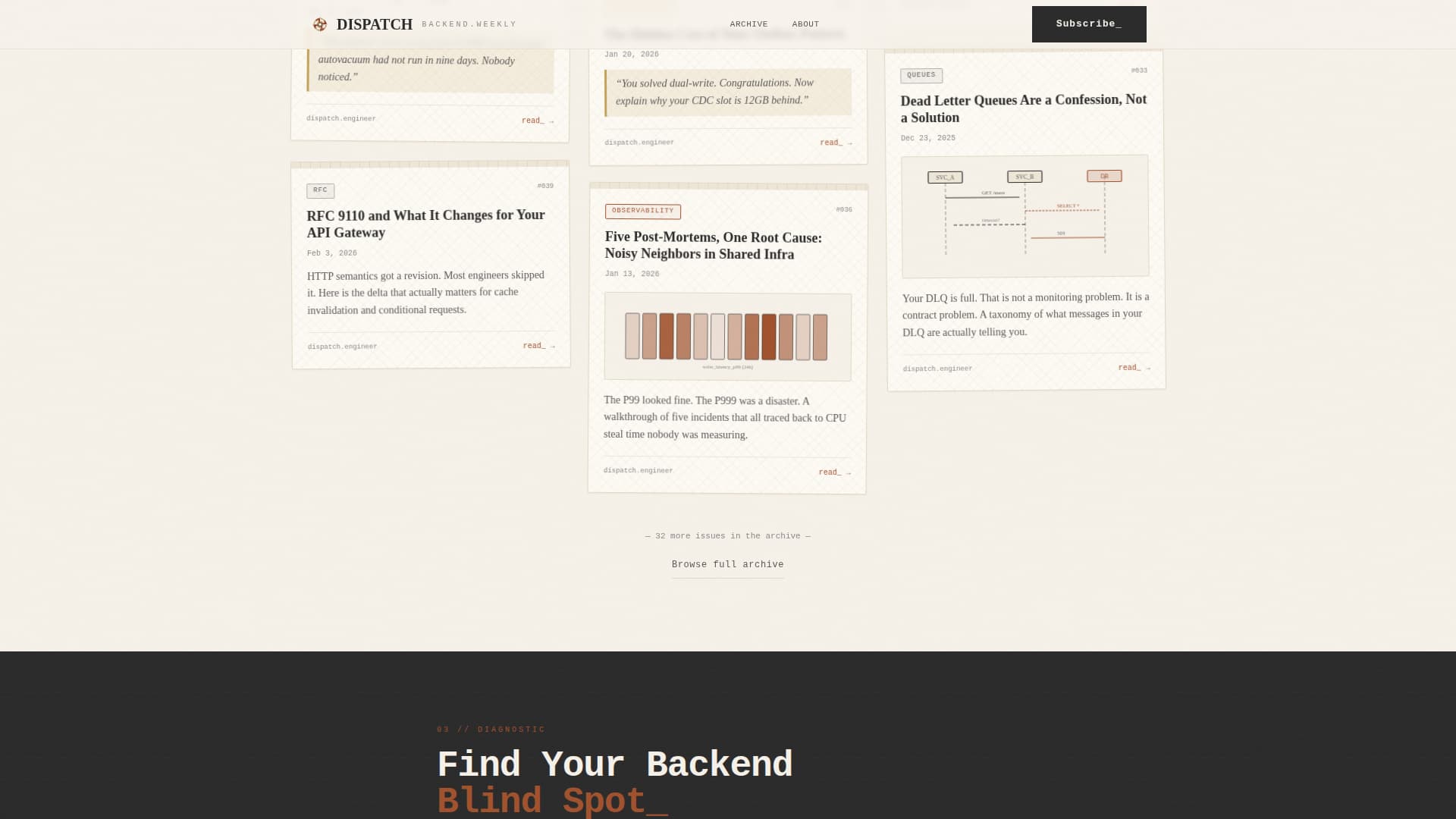 Backend Engineering Newsletter Professional Website Template