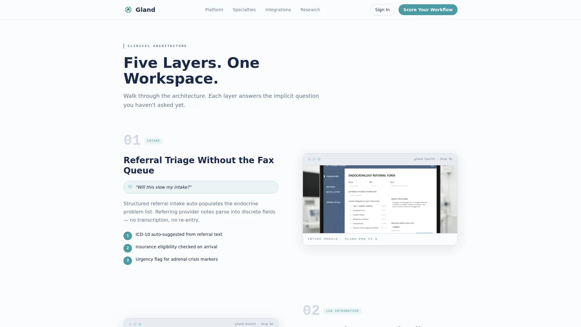 Gland - EMR Platform Landing Page Template