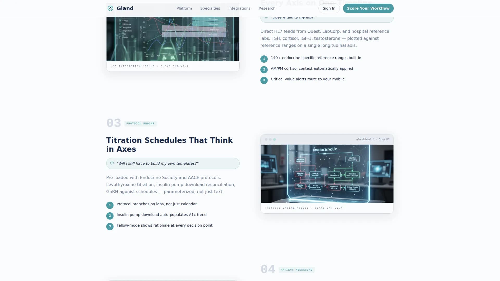 Gland - EMR Platform Landing Page Template