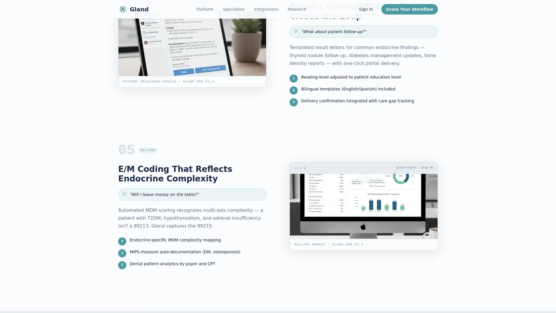Gland - EMR Platform Landing Page Template