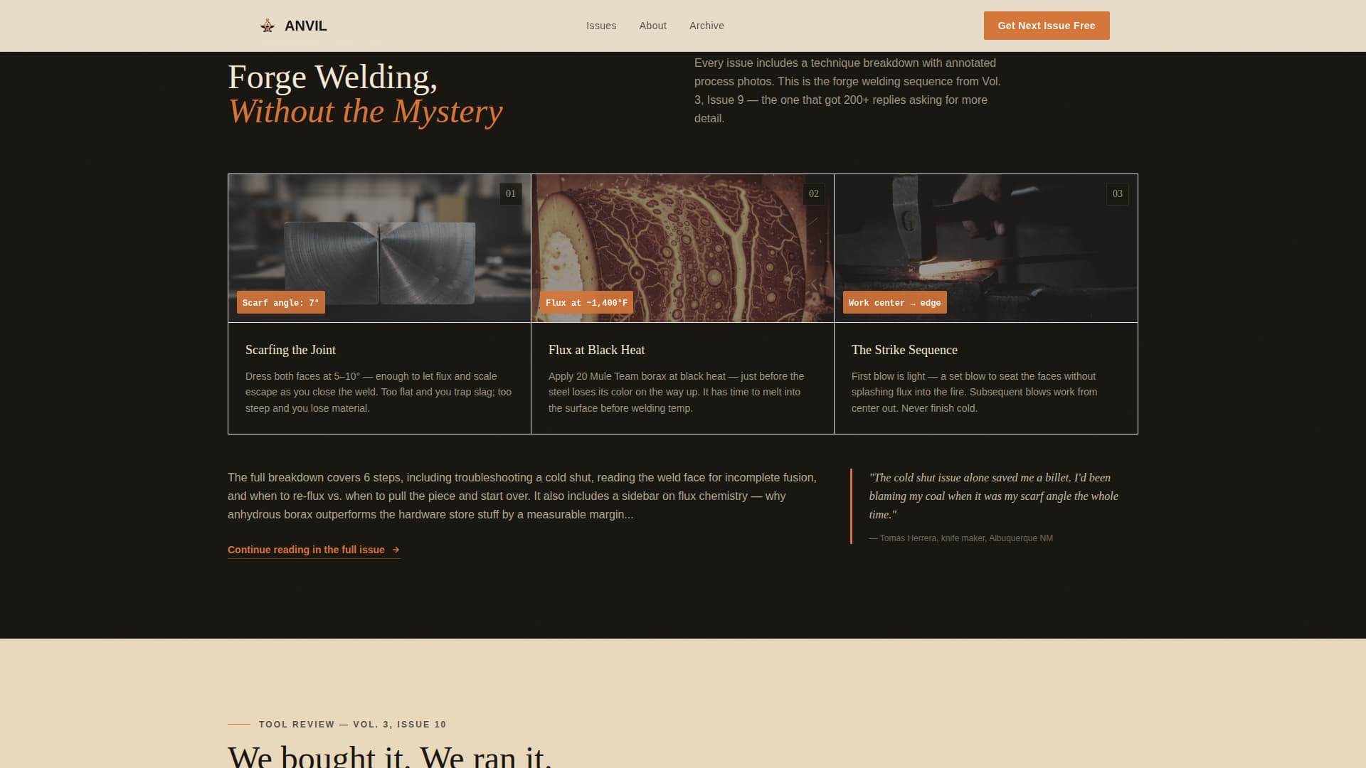 Anvil - Forgetested Blacksmithing Landing Page Template