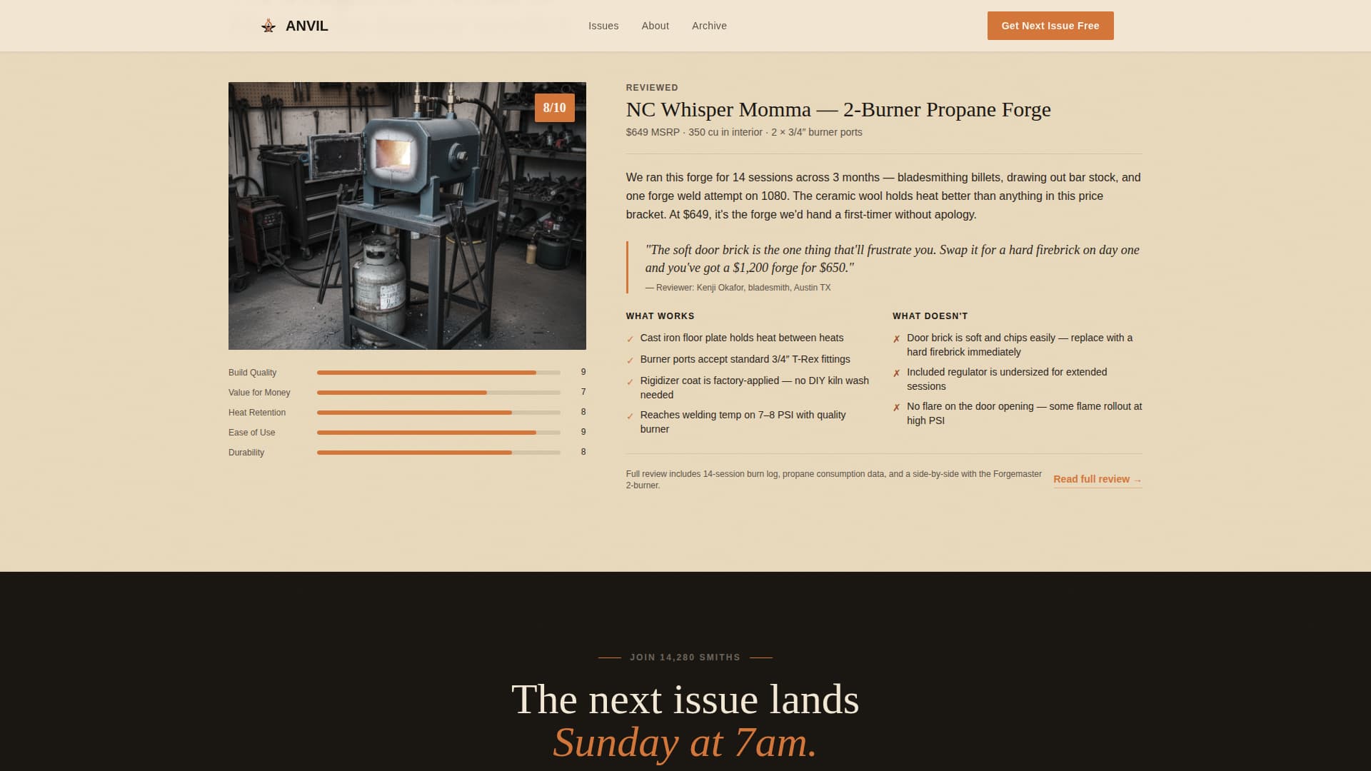 Anvil - Forgetested Blacksmithing Landing Page Template