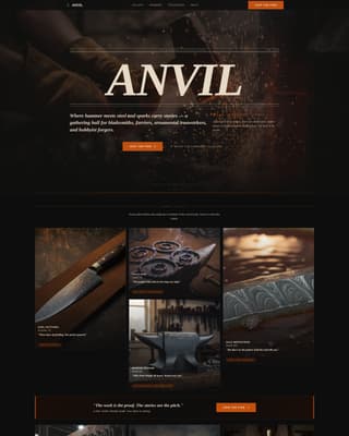 Anvil - Cinematic Blacksmithing Landing Page Template