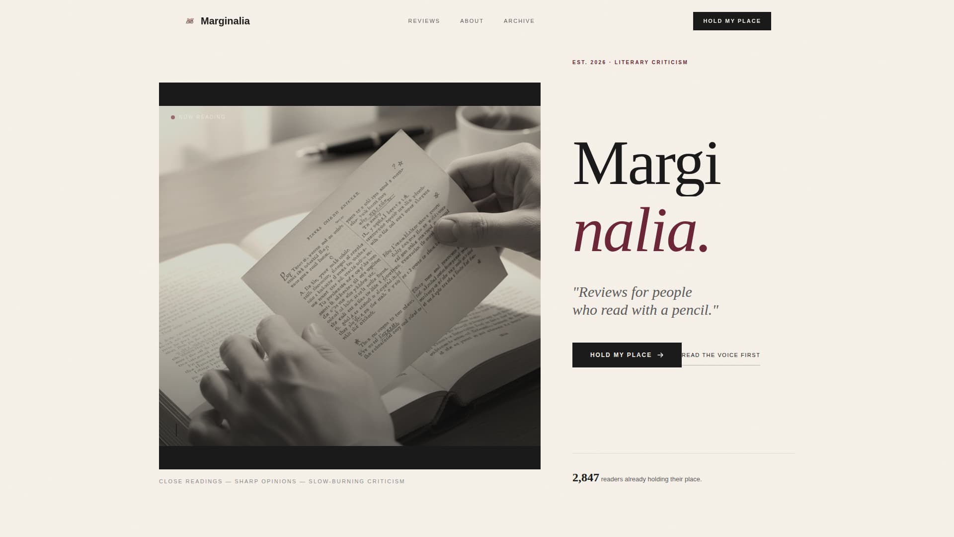 Book Reviews & Literary Criticism Content Specialist Booking Website Template
